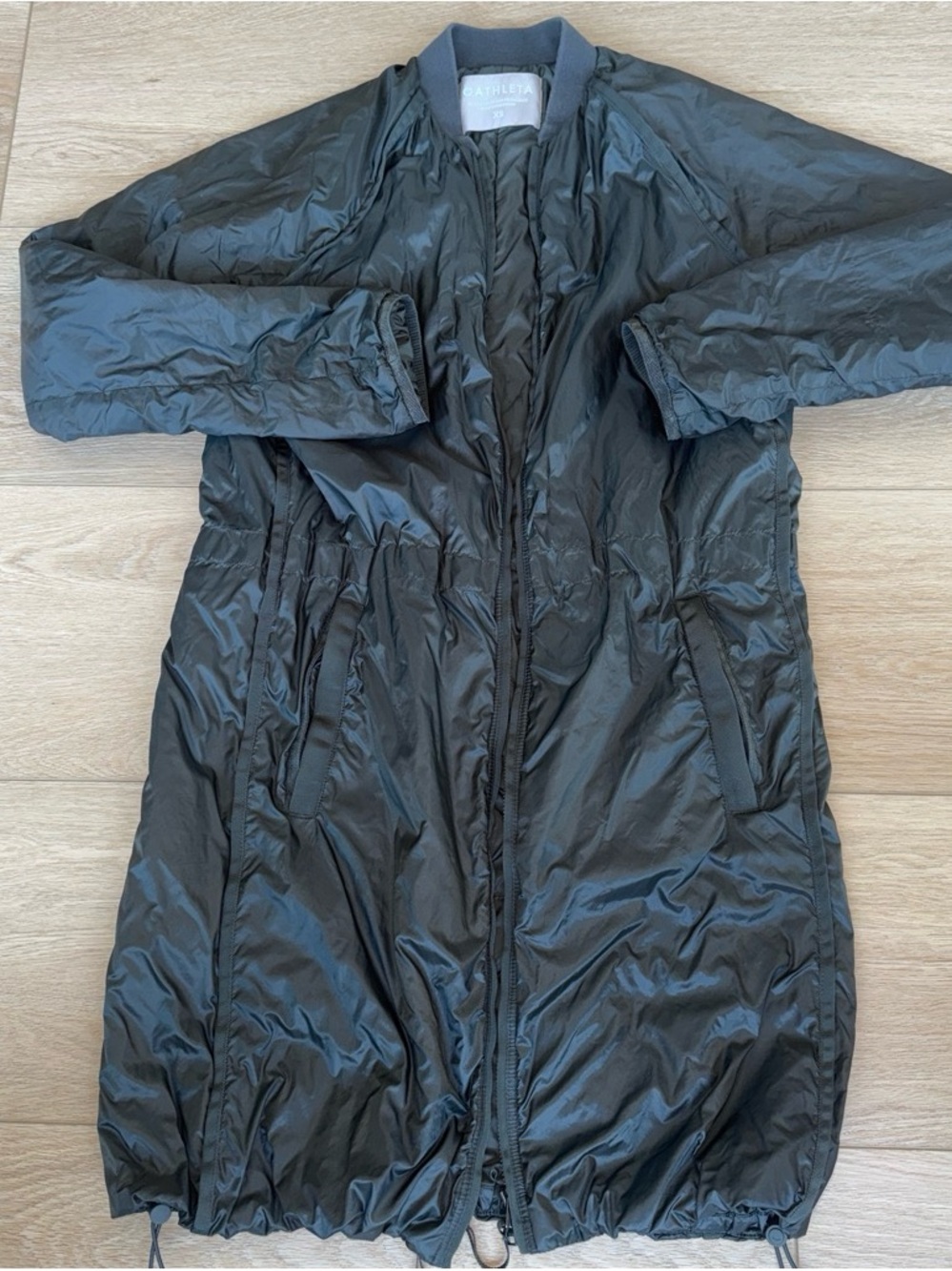 Athleta Black Long Quilted Packable Puffer Jacket